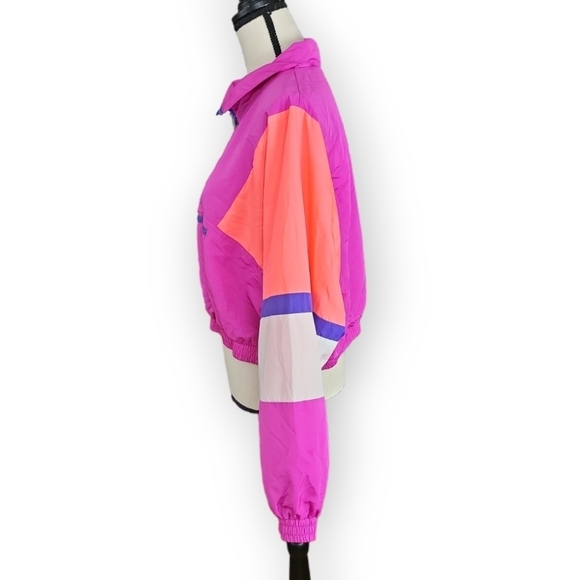 Fashion Nova Magenta Multi Colorblock Crop Pullover Windbreaker Jacket Size 1X - Picture 5 of 10